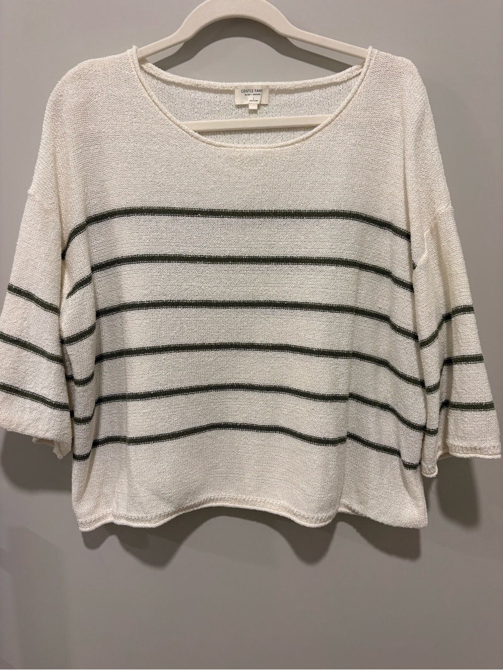 Gentle Fawn Cream Sweater with Dark Green Stripes